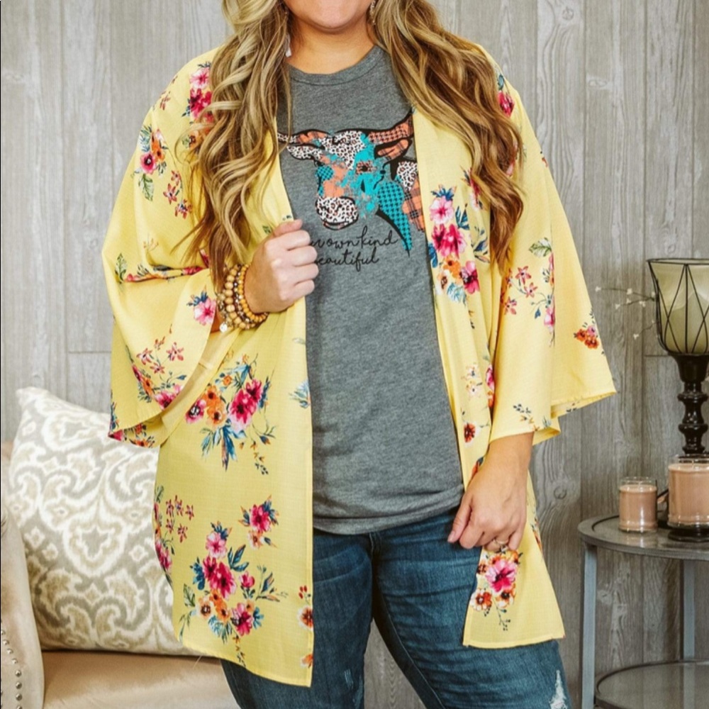 NWT Canary Yellow Kimono 3x